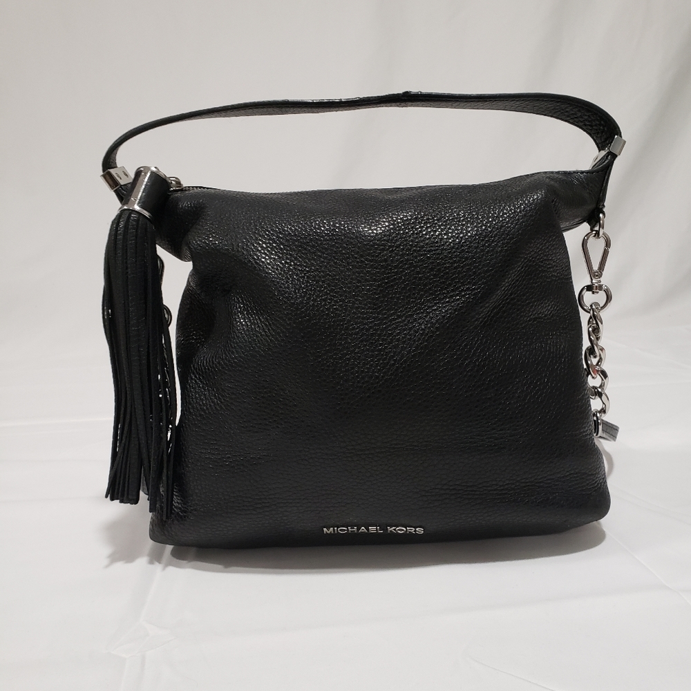 Michael Kors Black Leather Fringe Crossbody Purse